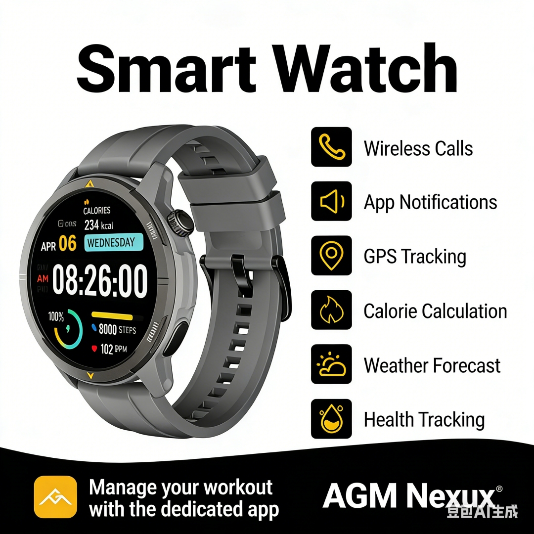 Smartwatch Instagram - AGM Legion Smartwatch 5ATM Waterproof 1.43